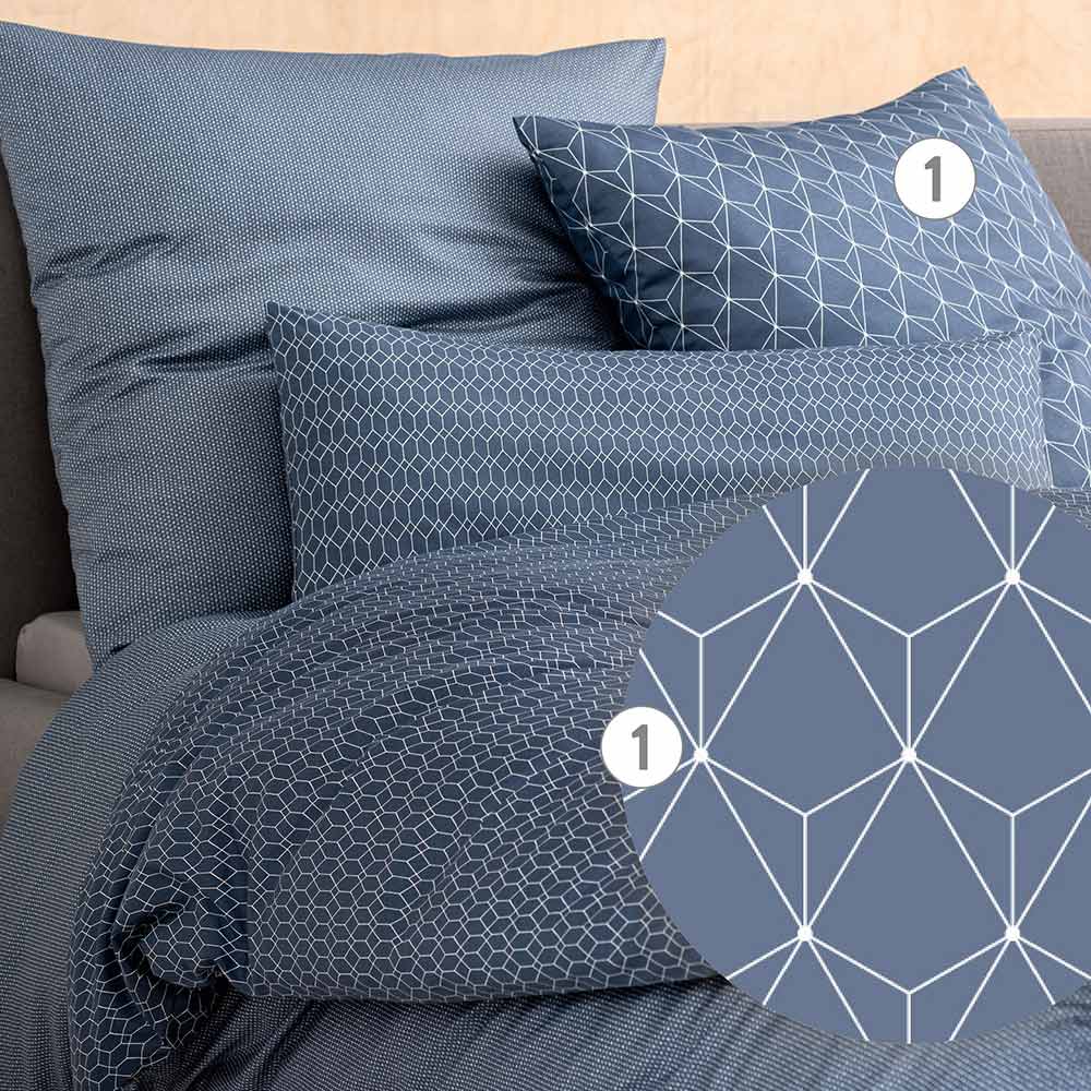 Estella Bettwäsche Tizian 6870 - Navy 655/Silber 820