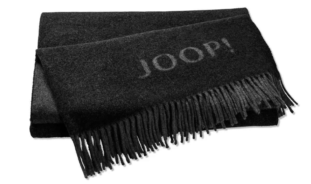 JOOP! Wohndecke Fine-Doubleface Fransenplaid graphit-schiefer/creme-natur