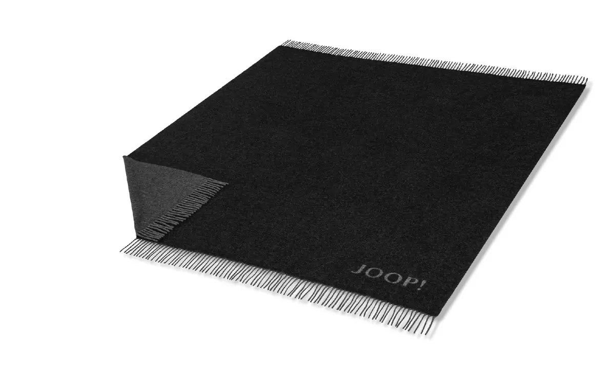 JOOP! Wohndecke Fine-Doubleface Fransenplaid graphit-schiefer/creme-natur