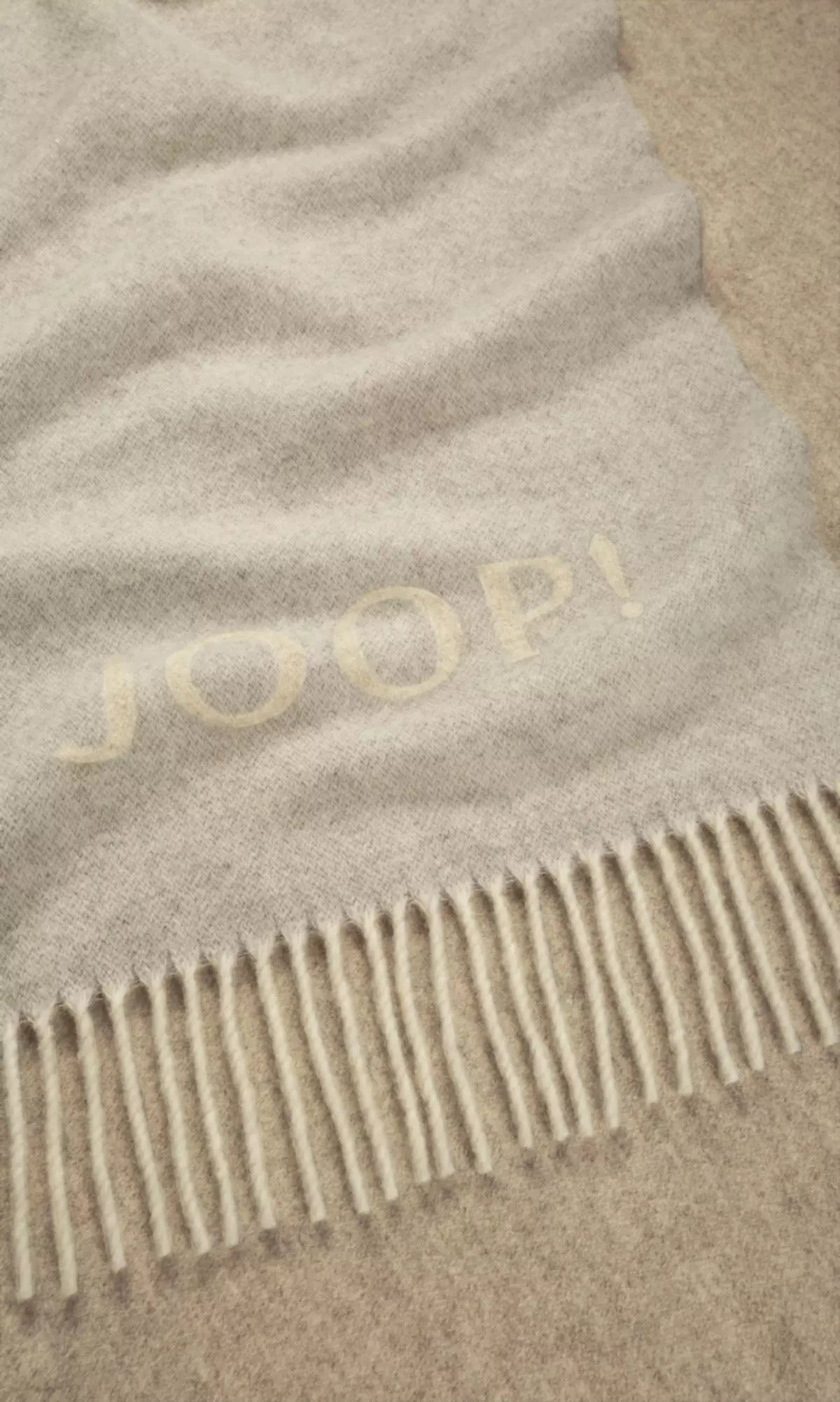 JOOP! Wohndecke Fine-Doubleface Fransenplaid graphit-schiefer/creme-natur