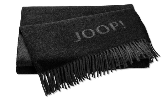 JOOP! Wohndecke Fine-Doubleface Fransenplaid graphit-schiefer/creme-natur