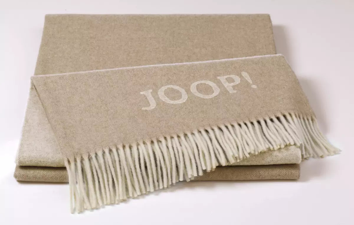 JOOP! Wohndecke Fine-Doubleface Fransenplaid graphit-schiefer/creme-natur