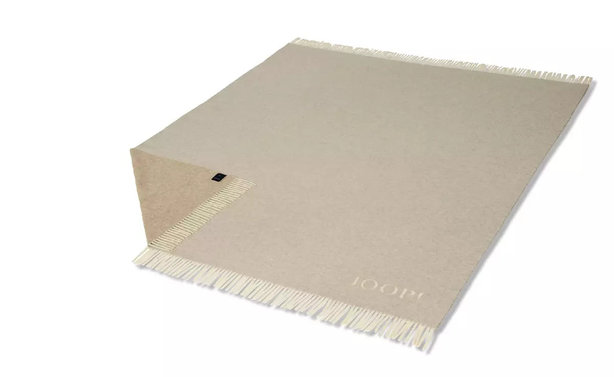 JOOP! Wohndecke Fine-Doubleface Fransenplaid graphit-schiefer/creme-natur
